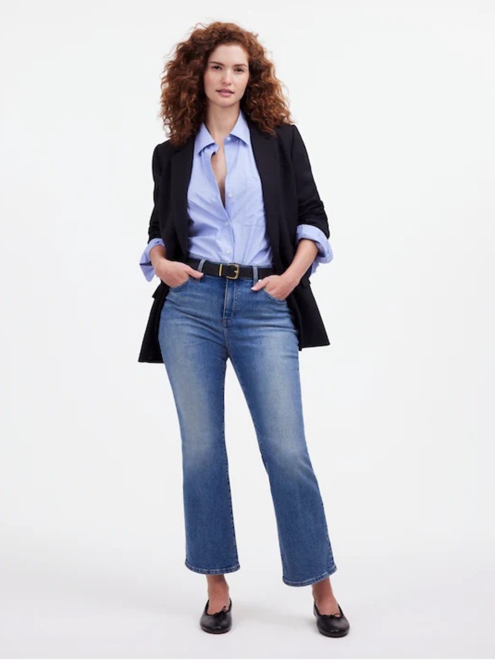 Madewell Curvy Kick Out Crop Jean Oneida WashSuper Stretch.